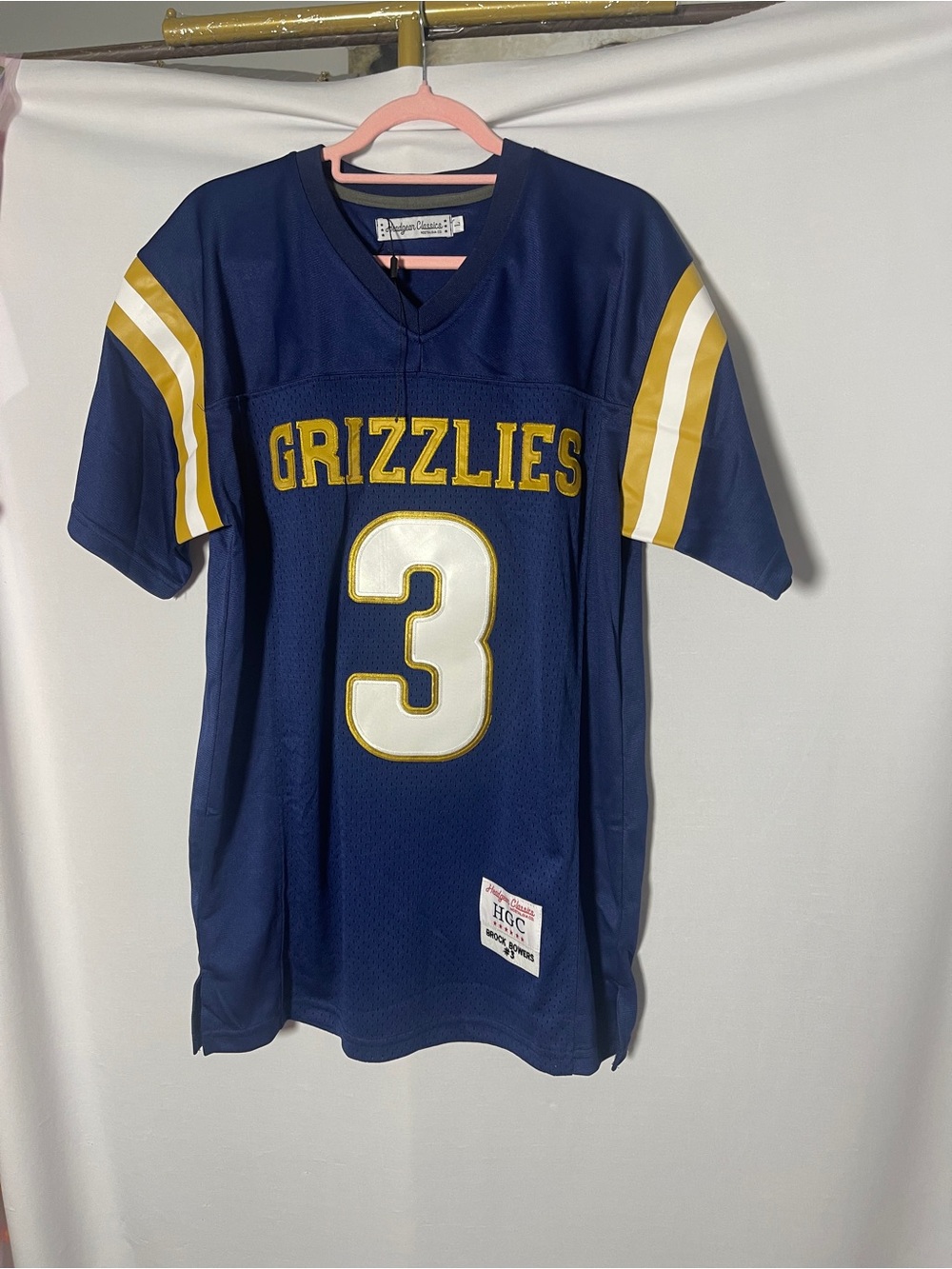 Nostalgia Navy Grizzlies #3 Jersey with Gold & White Trim